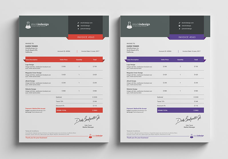 invoice template indesign
 Clean Invoice Template | StockInDesign