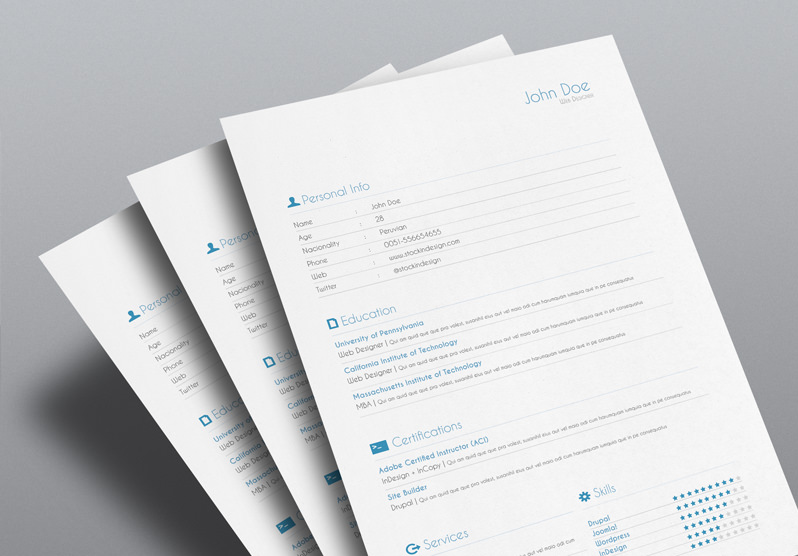 Free 5 Resume Indesign Templates Stockindesign