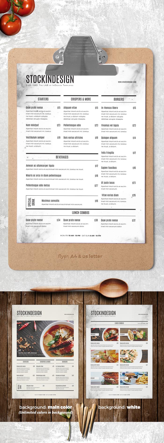 Food Menu Template Adobe InDesign Templates for Restaurants