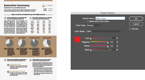 How to change the Main Color in Adobe InDesign