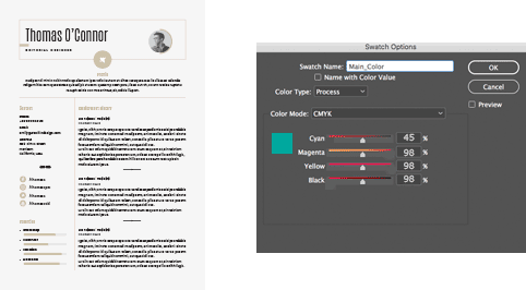 How to change the Main Color in Adobe InDesign