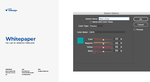 How to change the Main Color in Adobe InDesign