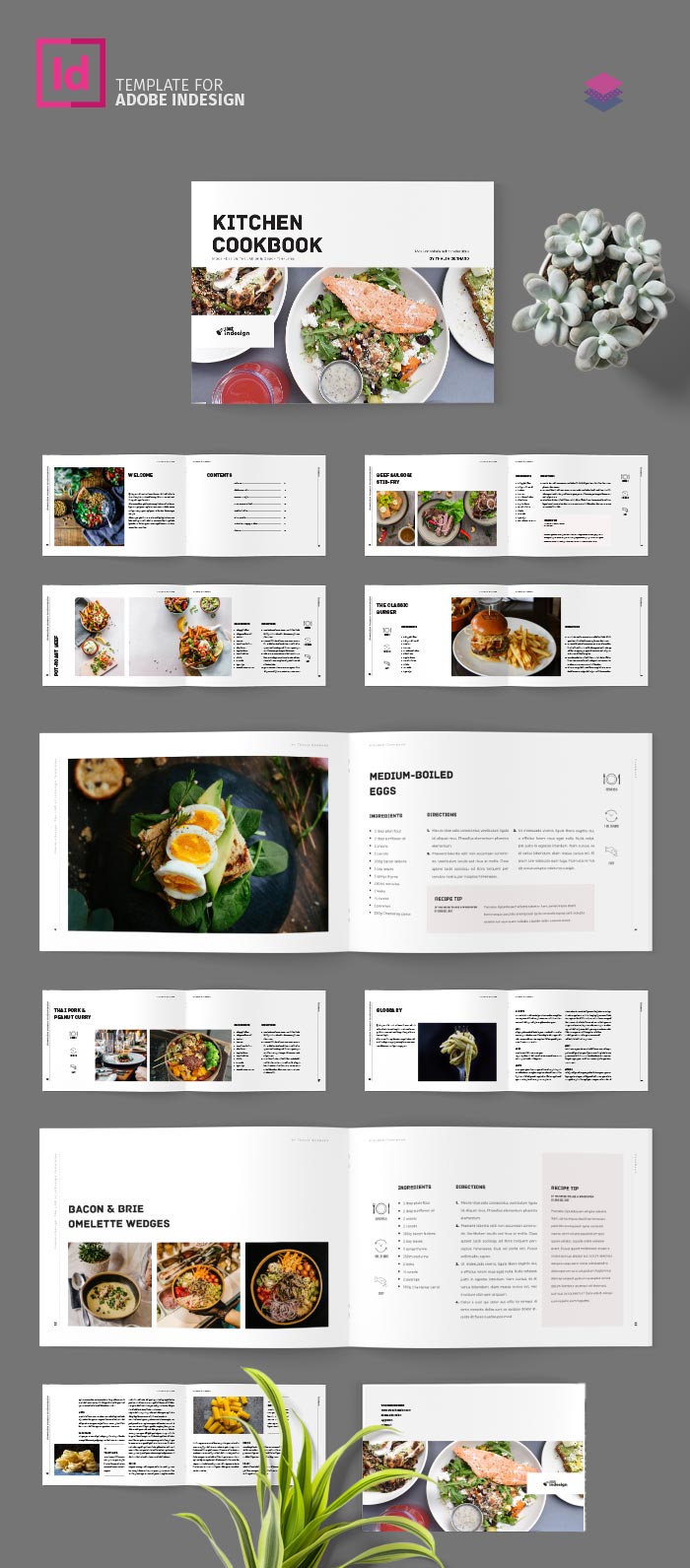 Cookbook / Recipe Book Landscape Template