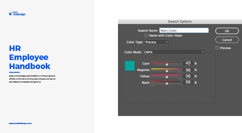 How to change the Main Color in Adobe InDesign