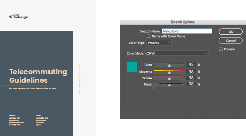 How to change the Main Color in Adobe InDesign