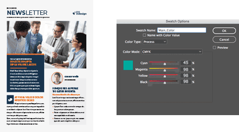 How to change the Main Color in Adobe InDesign