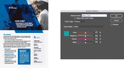 How to change the Main Color in Adobe InDesign