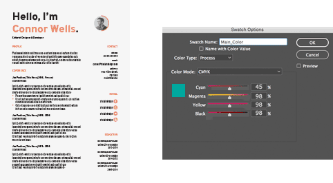 How to change the Main Color in Adobe InDesign