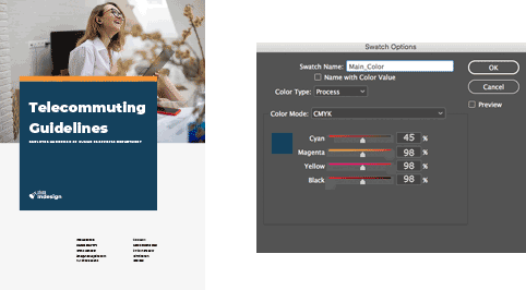 How to change the Main Color in Adobe InDesign