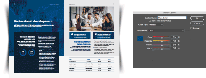 How to change the Main Color in Adobe InDesign