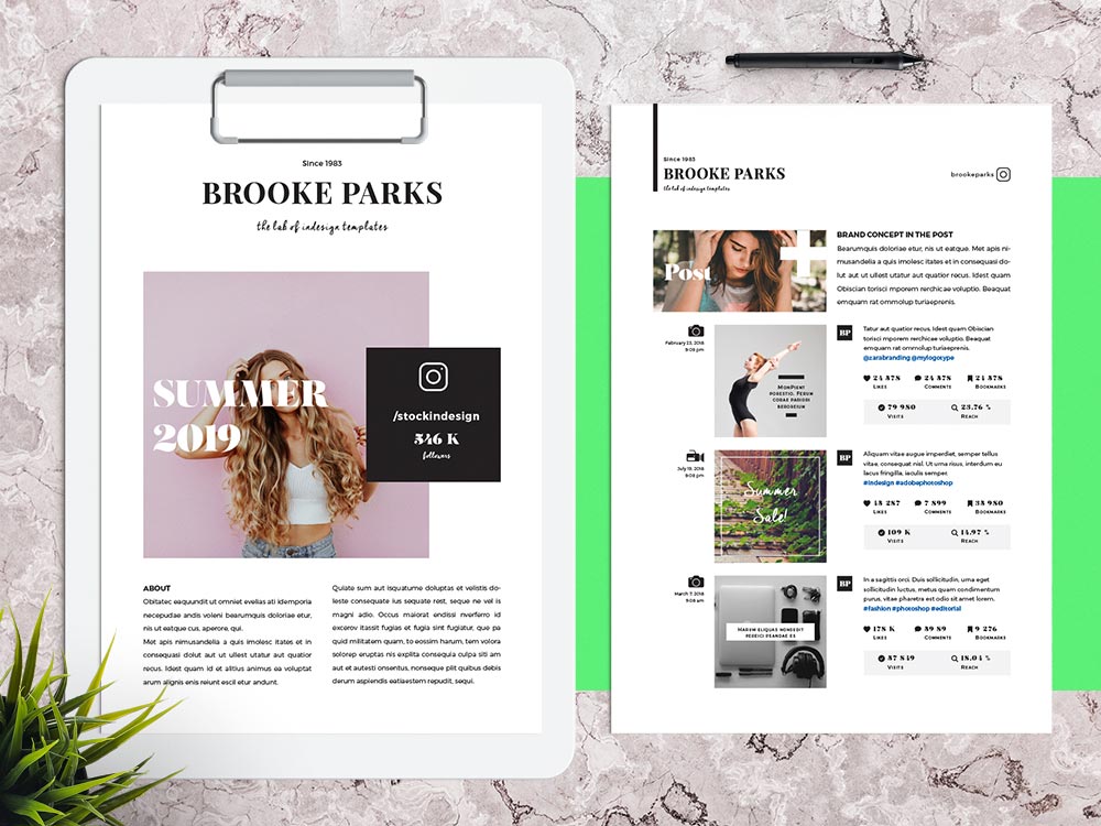 Media Kit for Instagram StockInDesign