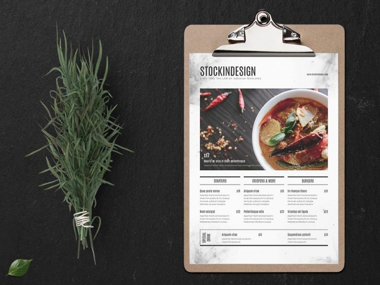 Food Menu Template Adobe InDesign Templates for Restaurants
