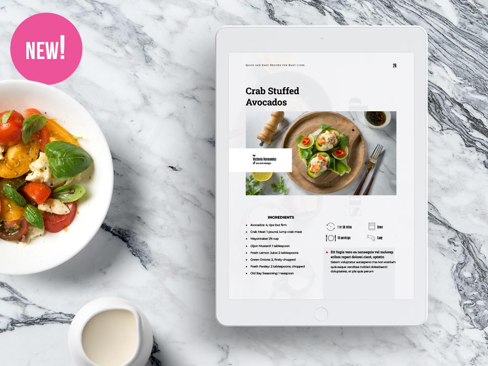 Recipe Book Template Cookbook, Minimal Clean White, Editable